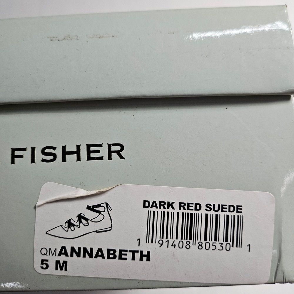 Marc Fisher Annabeth Dark Red Suede Strappy Pointed Toe Flats Back Zip Womens 5M - Picture 8 of 9